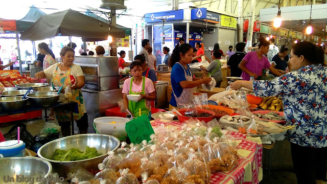 Mercado de Bangkok puesto de comida Mercado de Bangkok puesto de comida