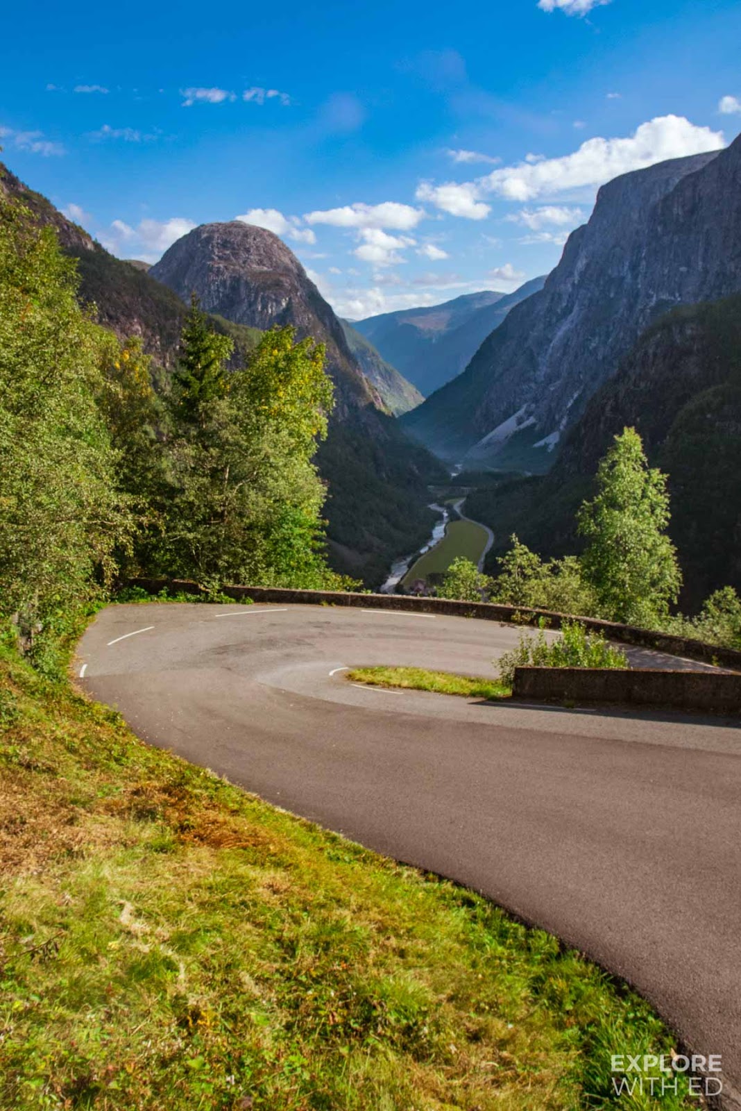 Stalheimskleiva, one of Northern Europe's steepest and most dangerous roads has epic views over the valley