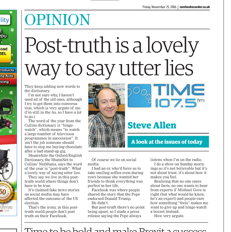 [Newspaper Column] PostTruth Some News