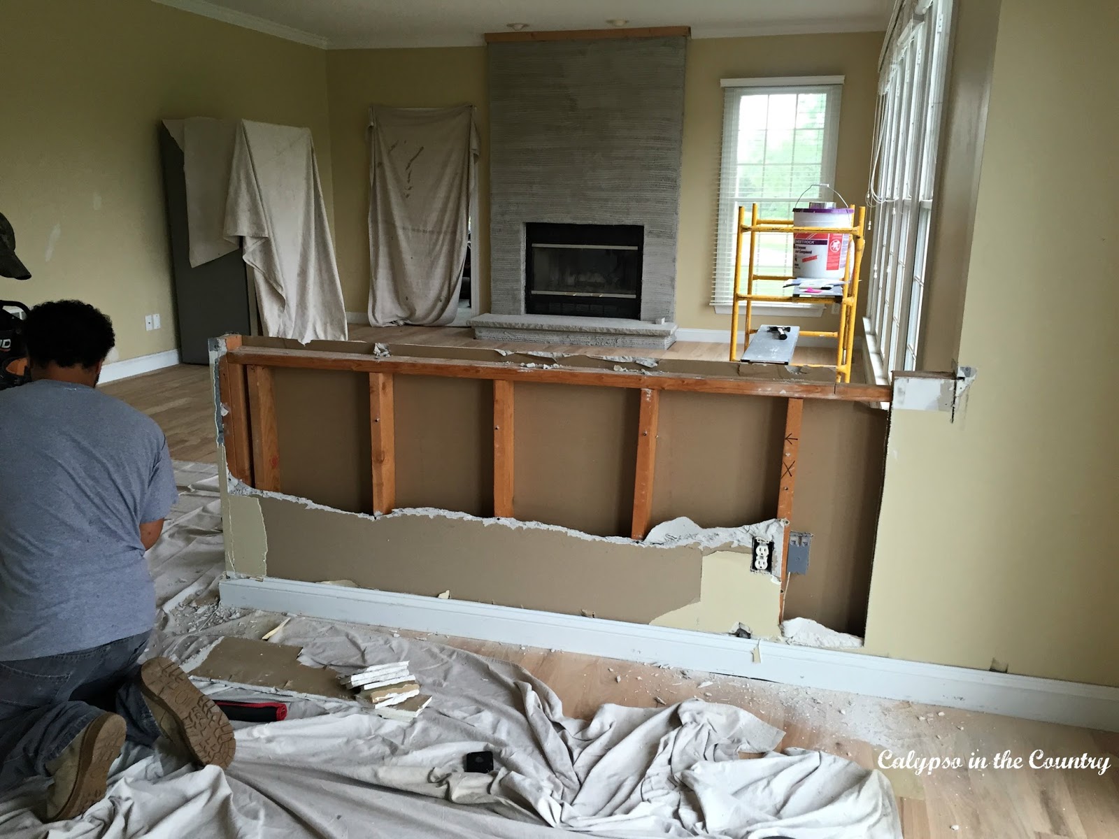 Tearing down the half wall separating the kitchen and family room