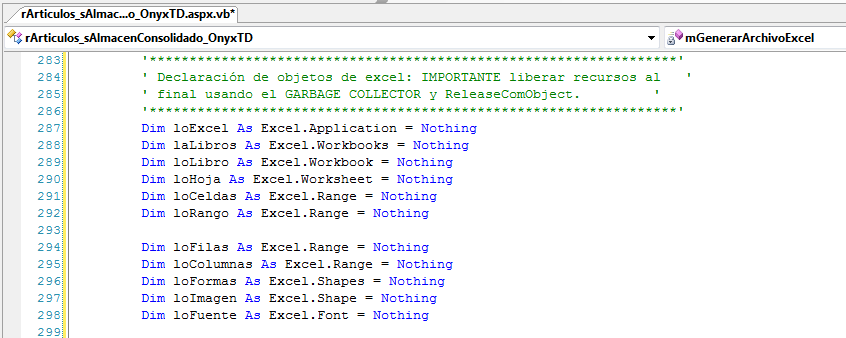 Método mGenerarArchivoExcel(): Variables de MS Excel - Generación de Reportes en Excel con eFactory ERP/CRM Método mGenerarArchivoExcel(): Variables de MS Excel - Generación de Reportes en Excel con eFactory ERP/CRM