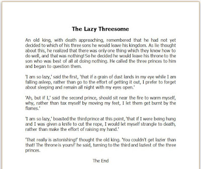 Cerita Fairy Tales Singkat The Lazy Threesome