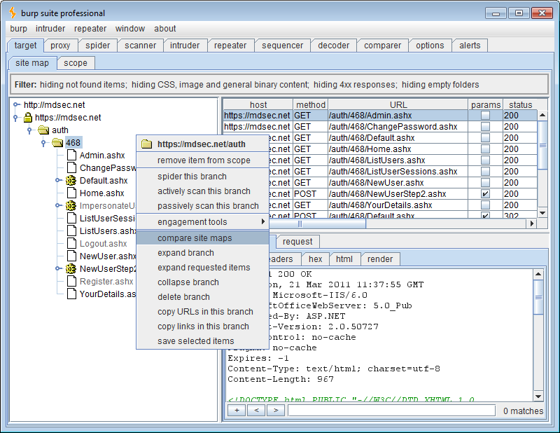 Burp v1.4 preview – Comparing site maps – ToolsWatch Cyber Security ...