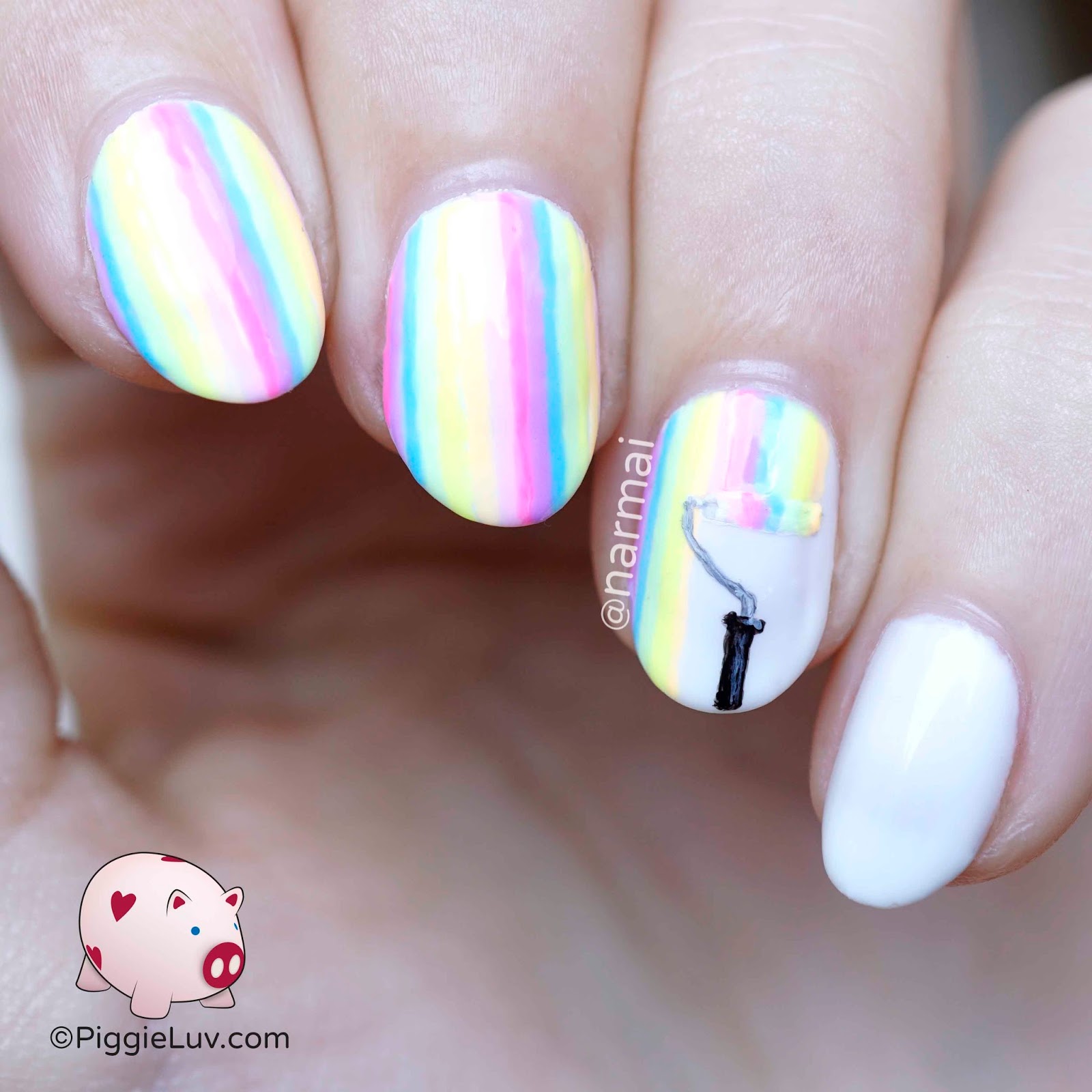 piggieluv paint roller nail art nail design roller
