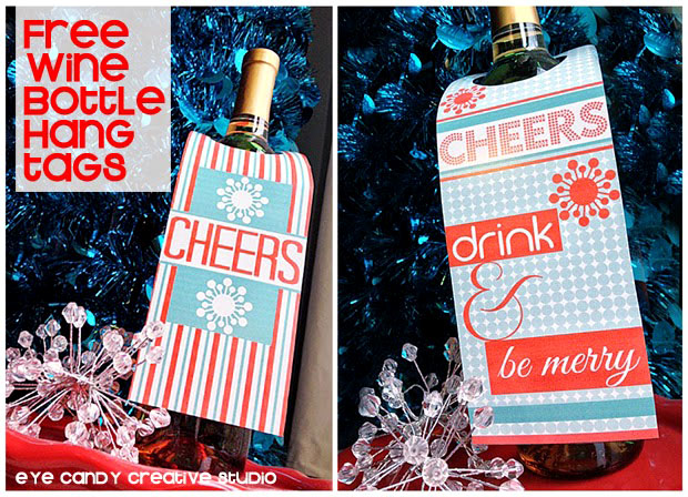 free wine bottle hang tags, holiday cocktails, holiday hostess gift idea