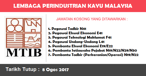 Jawatan Kosong di Lembaga Perindustrian Kayu Malaysia Jawatan Kosong di Lembaga Perindustrian Kayu Malaysia