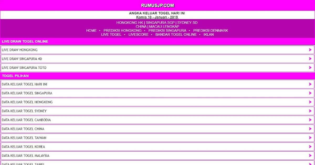 Rumus Jp Angka Sesat Prediksi Togel Sgp 20 Januari 2019