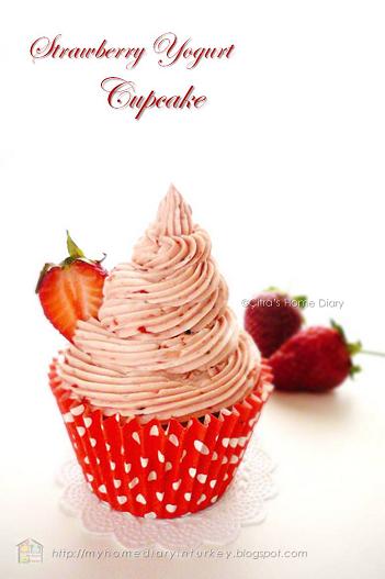 Strawberry yogurt cupcake with strawberry buttercream