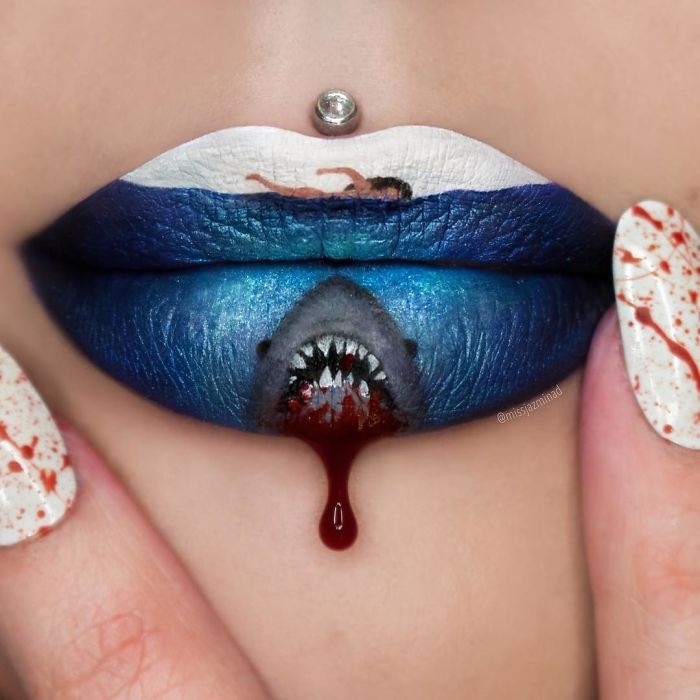 04-Jaws-Steven-Spielberg-Jazmina-Daniel-Body-Painting-with-Lip-Art-www-designstack-co
