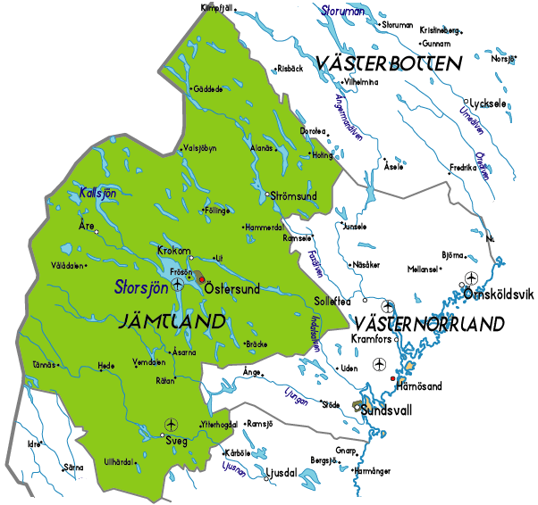 Jamtland Map Province City | Map of Sweden Political Region Province City