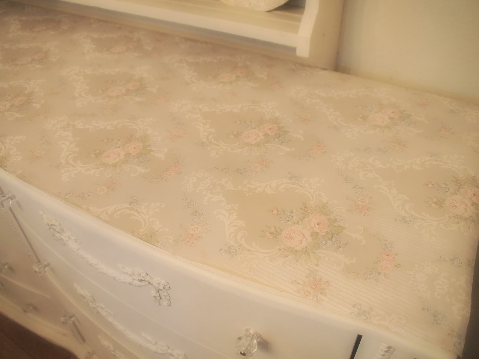 Mom and I, Hooked on Thrifting Retro vintage shelf liner!