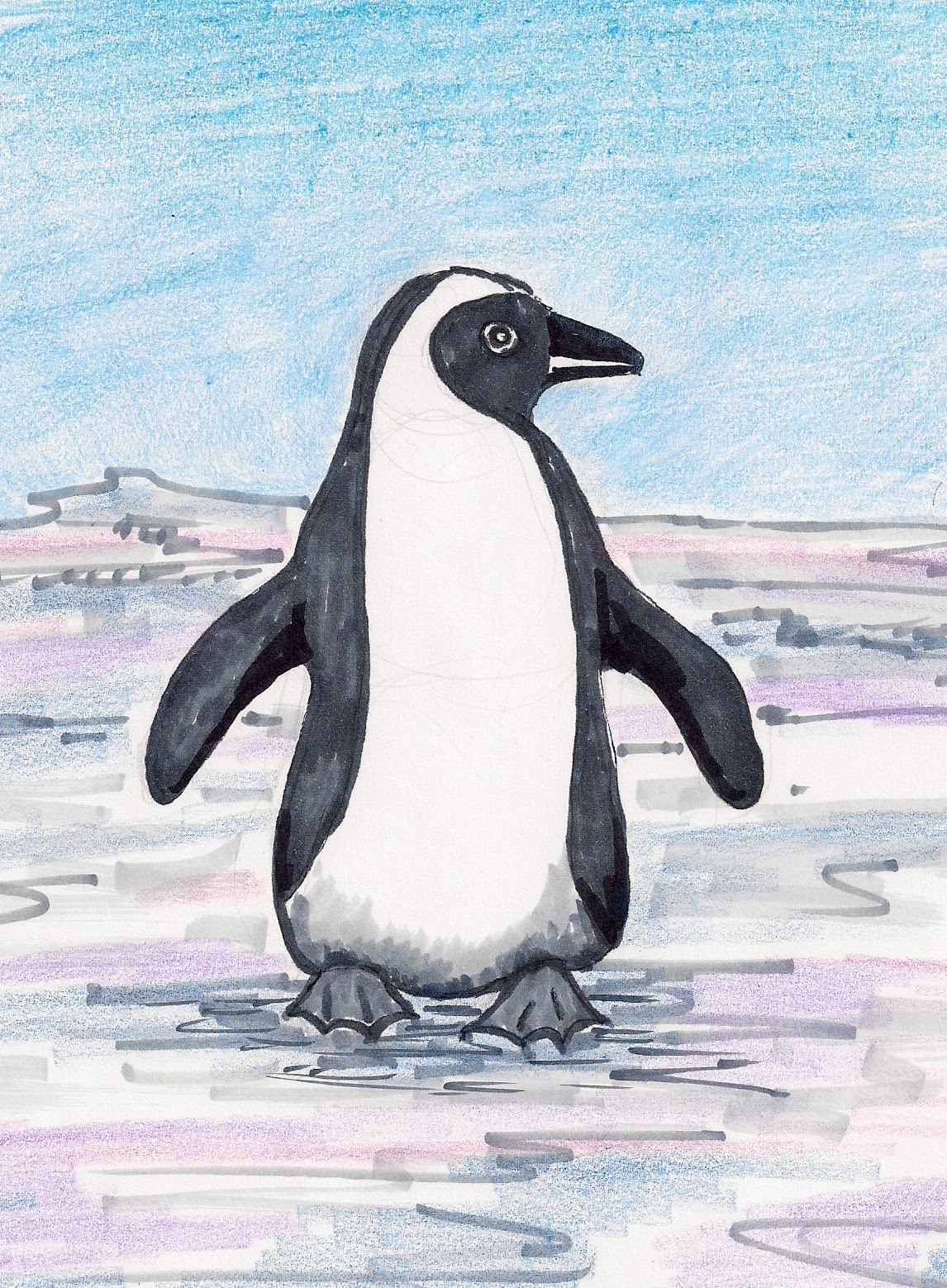 How to Draw Worksheets for The Young Artist: How To Draw A Penguin For