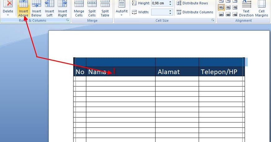 Cara Membuat Agar Halaman Berikutnya Muncul Judul Tabel