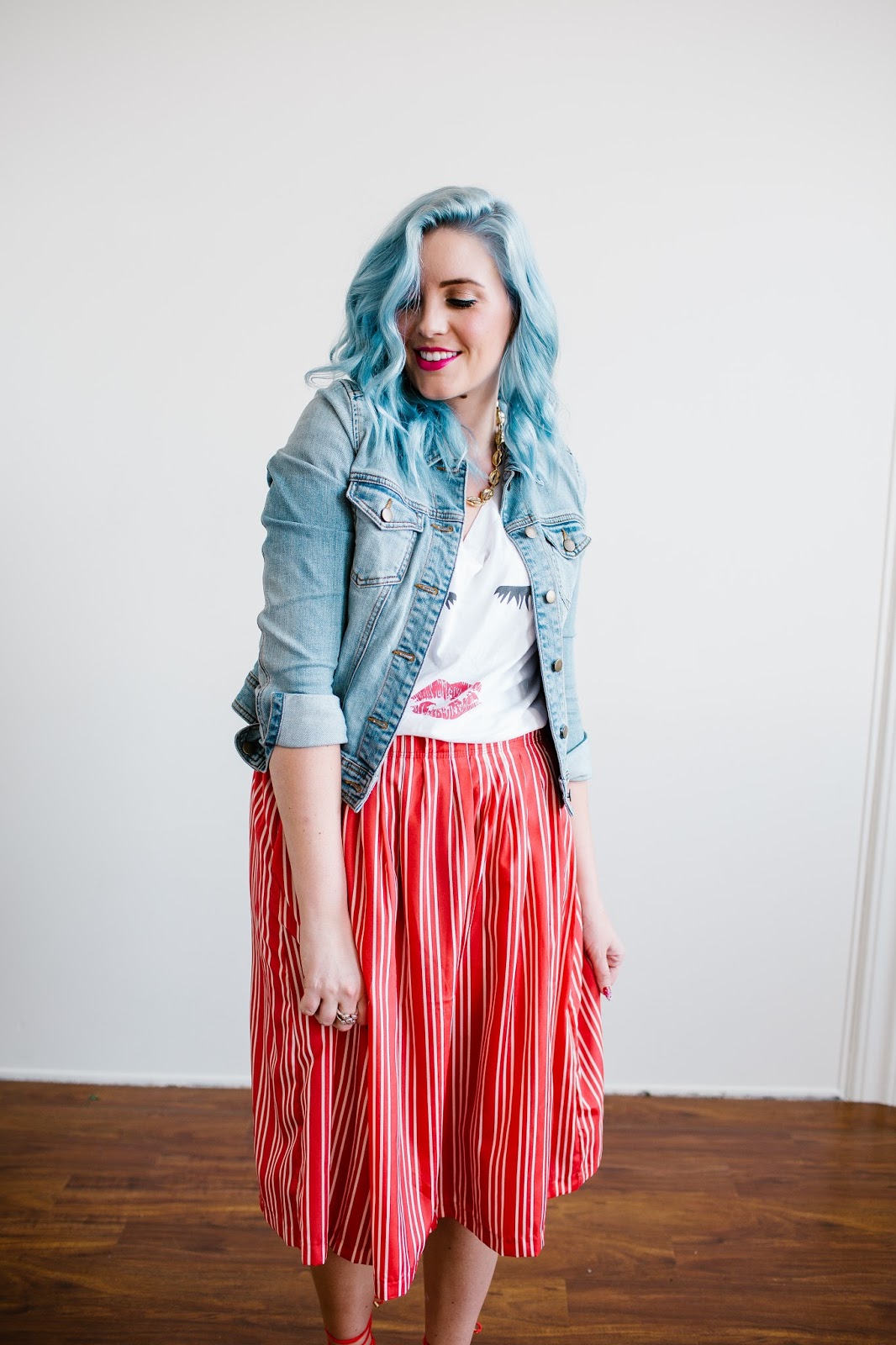 Lips Shirt, Striped Skirt, Utah Fashion Blogger