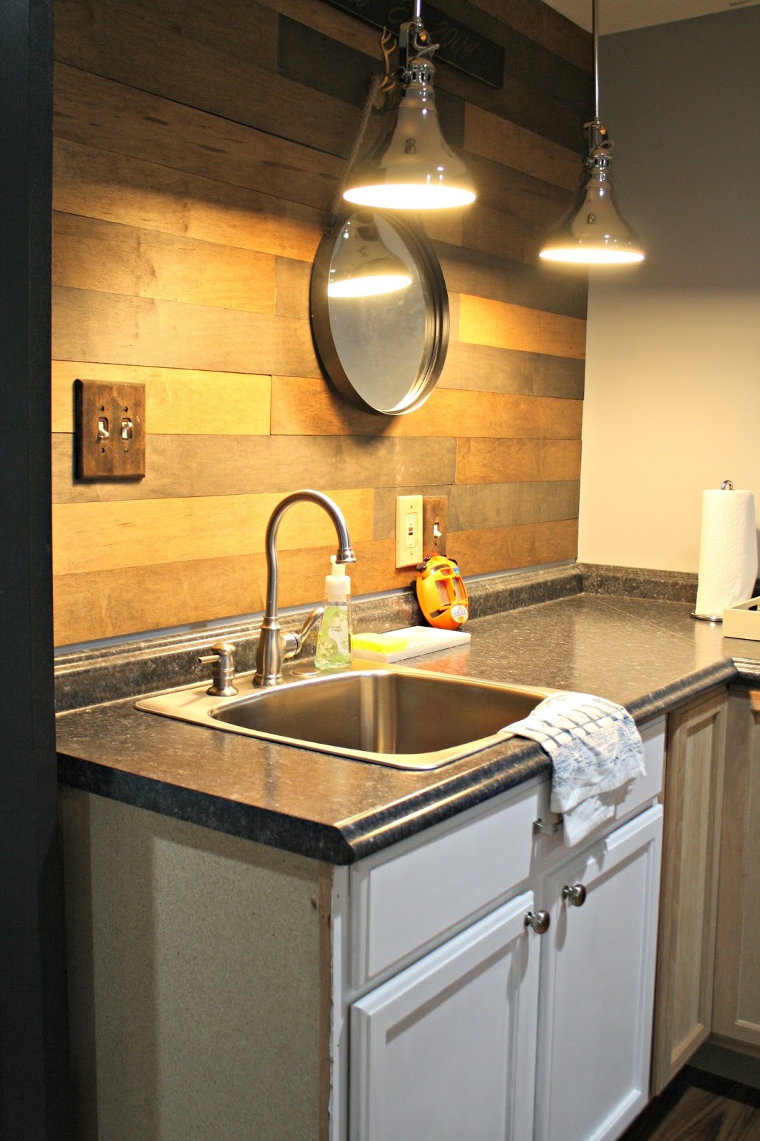 basement sink in kitchenette