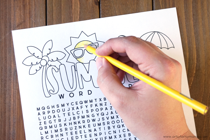 Welcome summer with this Free Printable Summer Word Search Coloring Page!