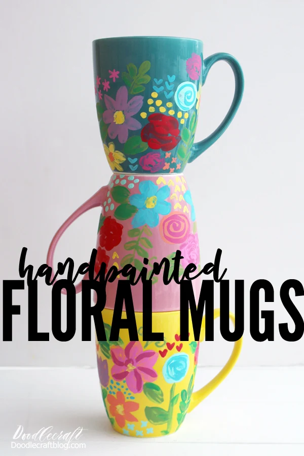 That's it!  As we finish checking out these cool hand-painted mugs with folk art style, just imagine how awesome it would be to have one of your own!   This style of painting is perfect for mugs, pencil cups, and all kinds of other fun upcycled crafts!   Cheers to making everyday coffee mugs extra cool!    Like, Pin and Share!