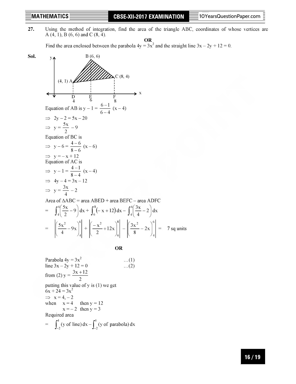 cbse class 12th 2017 board Mathematics Solved question paper CBSE class 12th 2017 Mathematics Answer Key