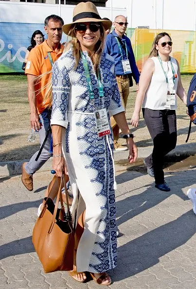 King Willem Alexander, Queen Maxima, Princess Catharina-Amalia and Princess Ariane attend the Equestrian Jumping. Maxima wore PAUL ANDREW Hampton leather wedge sandals