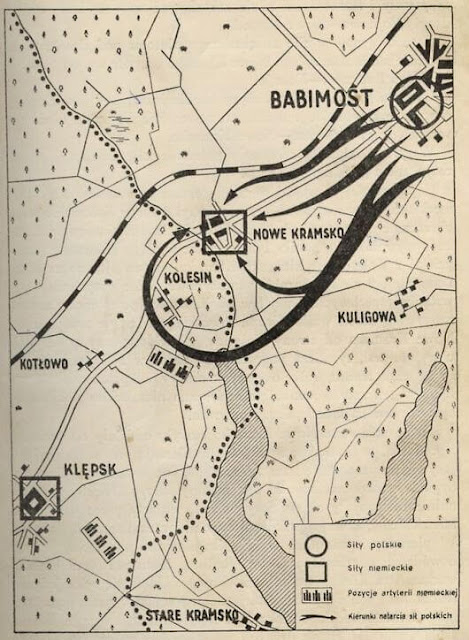 bitwa o Nowe Kramsko - plan ataku Babimost, Stare Kramsko, Nowe Kramsko, Kotłowo, Klępsk, Kolesin