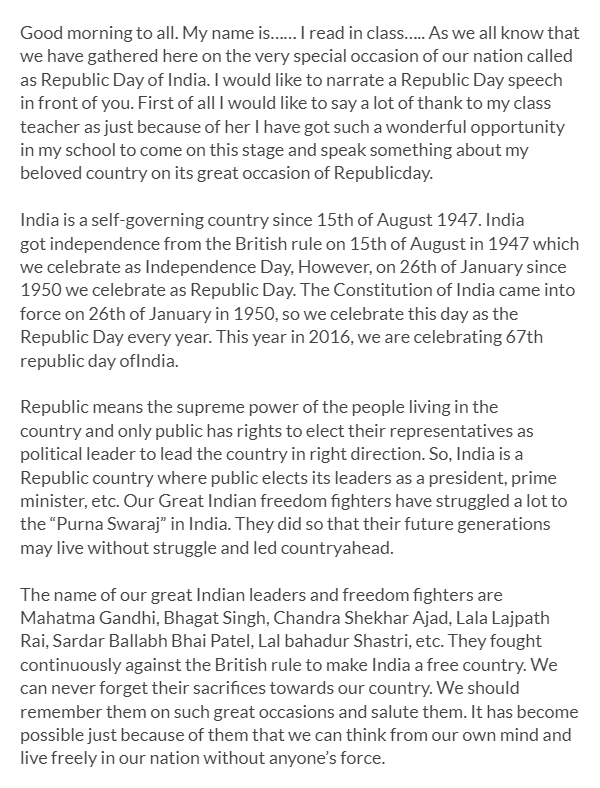 Republic Day Speech In Hindi Republic Day Speech In Hindi