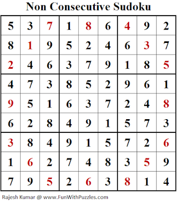 Non Consecutive Sudoku (Fun With Sudoku #260) Solution