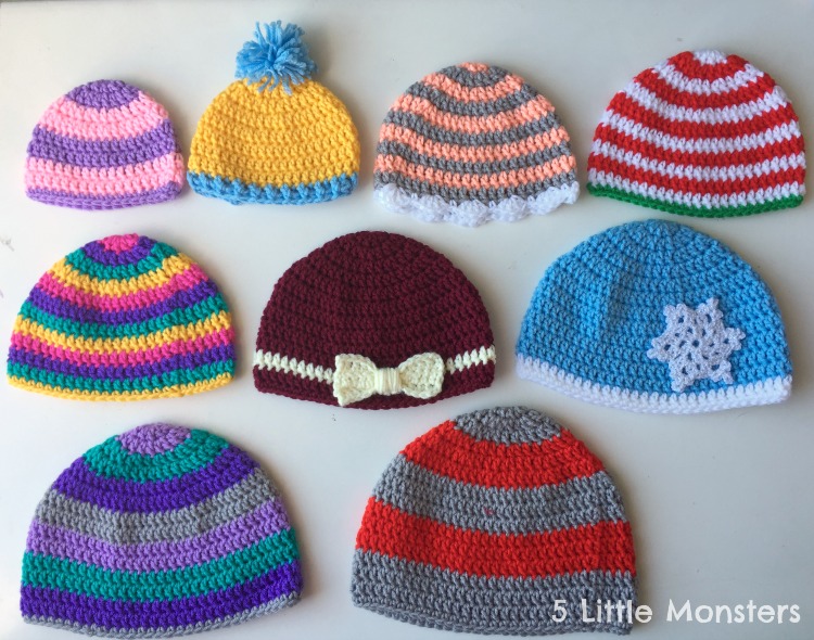 crochet preemie hat with flower