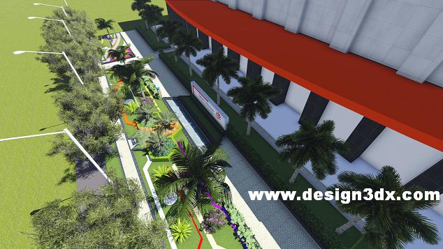 JASA DESAIN 3D INTERIOR GAMBAR EKSTERIOR: Desain Taman Cantik Bangunan