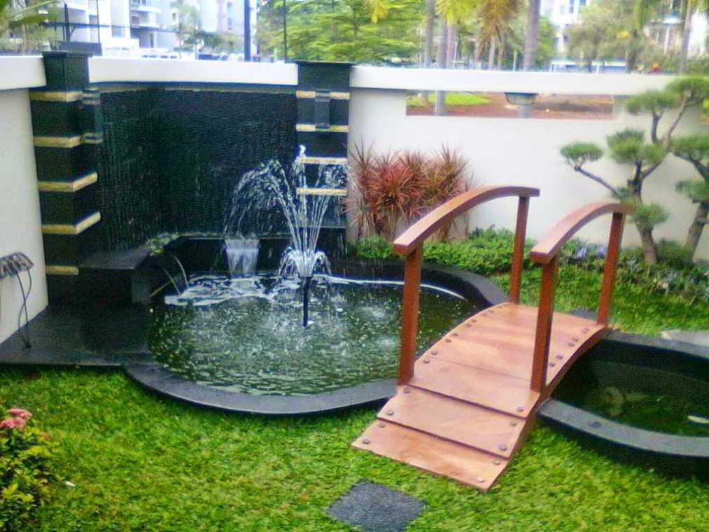 Desain Taman Minimalis Sederhana dengan Air Mancur Desain Taman Minimalis Depan Rumah Type 36 Sederhana dengan Air Mancur