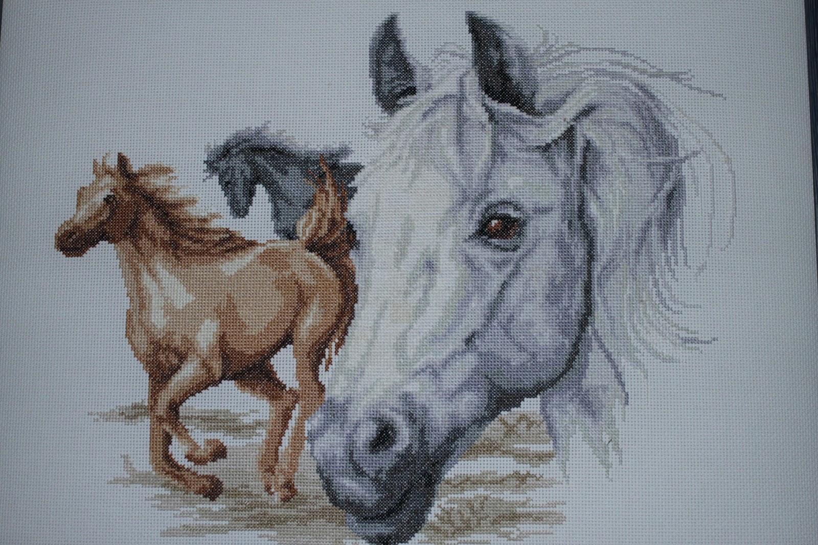 point de croix chevaux - Dans mon atelier