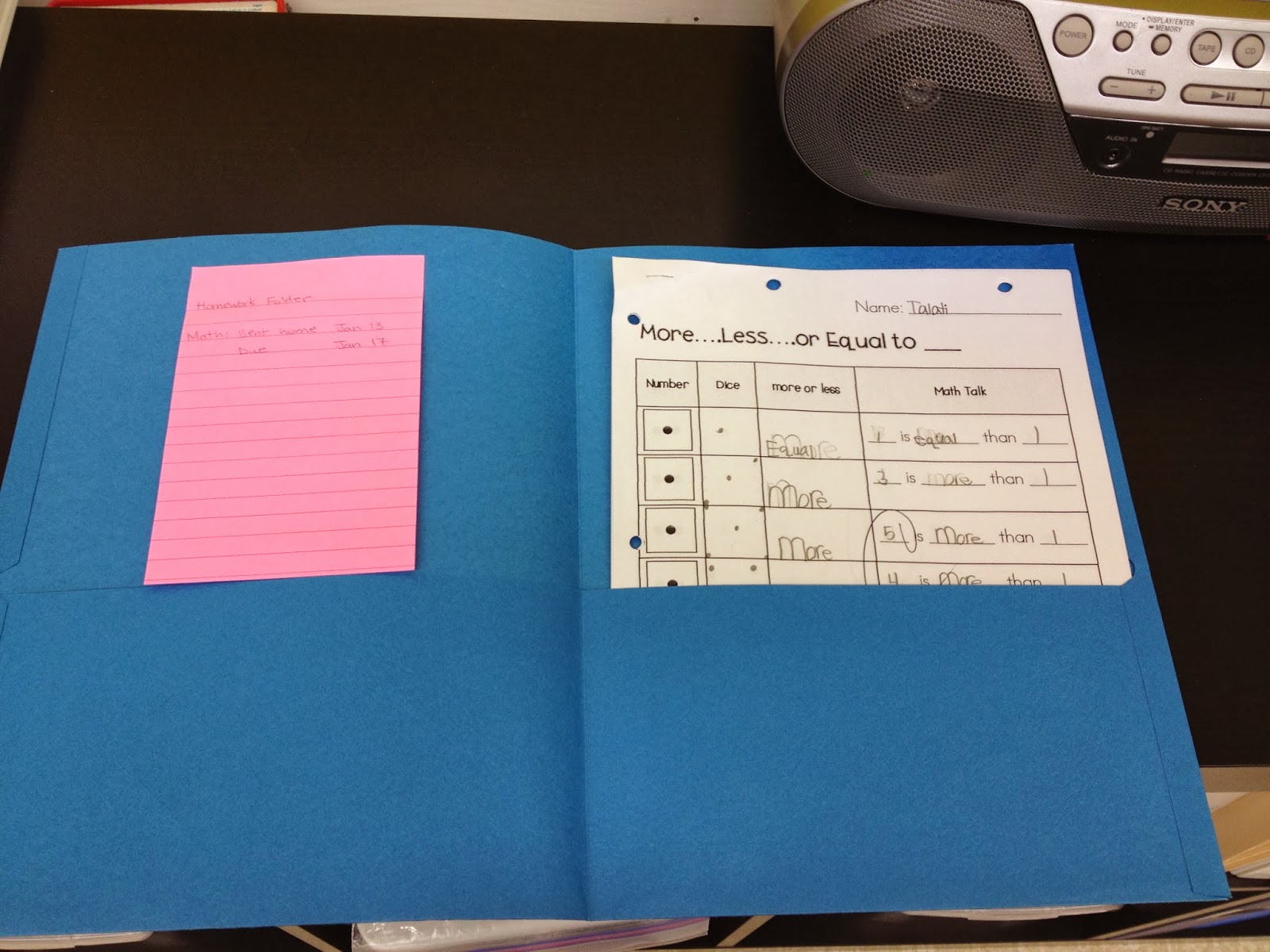 Blue homework folder 07 picture