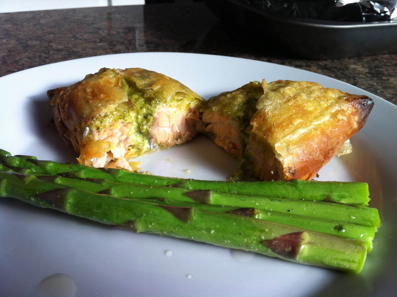 Dan's Kitchen Salmon Filo Parcels with Homemade Greek Pesto