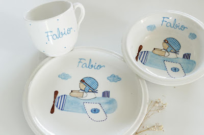 Vajillas de cerámica artesanal , pintadas a mano y personalizadas