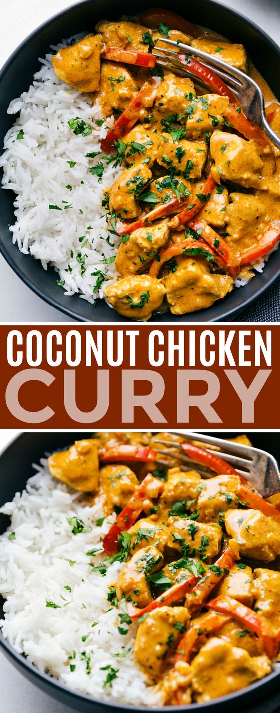 This coconut chicken curry can be made in one pot and is packed with delicious flavors! This curry can be made in 30 minutes or less making it the perfect weeknight dinner. This coconut chicken curry can be made in one pot and is packed with delicious flavors! This curry can be made in 30 minutes or less making it the perfect weeknight dinner.