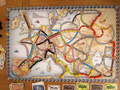Ticket To Ride: Europe - The board and other components early in the game