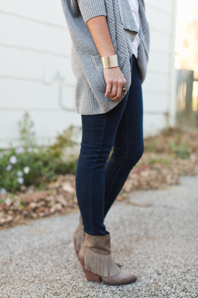 Fringed Boots and Cocoon Cardigan - ONE little MOMMA