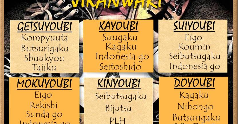 Jadwal Pelajaran Dalam Bahasa Jepang