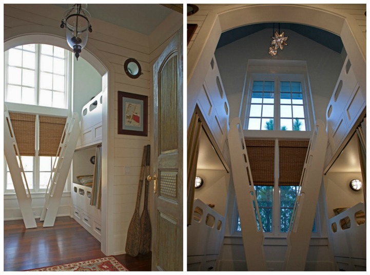 Coastal bunk room with nautical touches Coastal beahc house bunk room