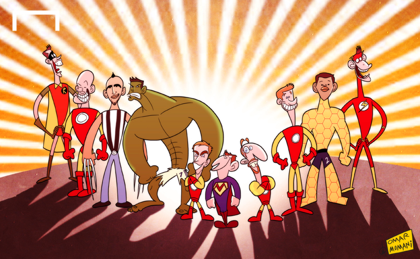 Omar Momani cartoons: The Goal 50 Superheroes