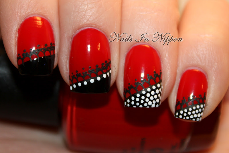 Nails In Nippon: Red Nails With Easy Lace Tutorial