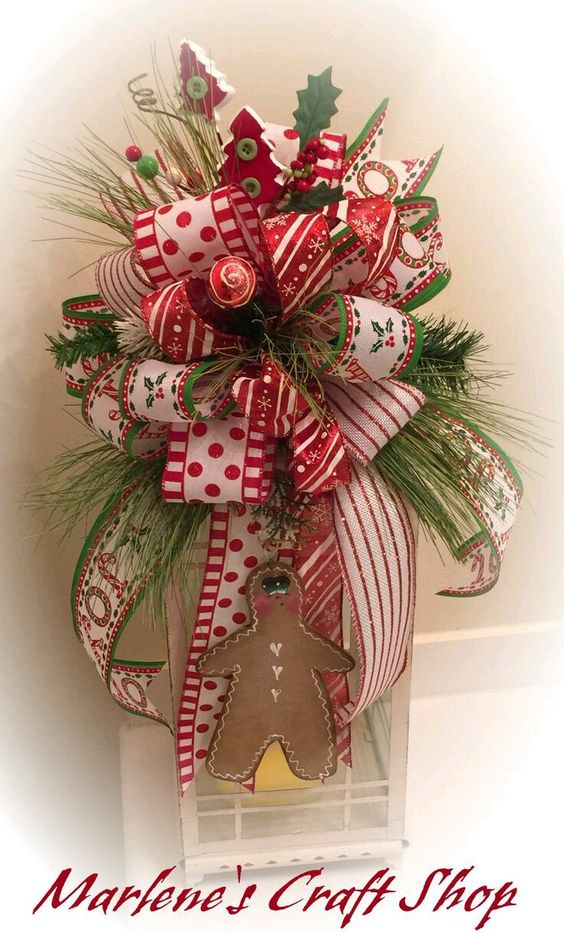 Tutorial haz moños decorativos para decorar la puerta en esta navidad ~  cositasconmesh
