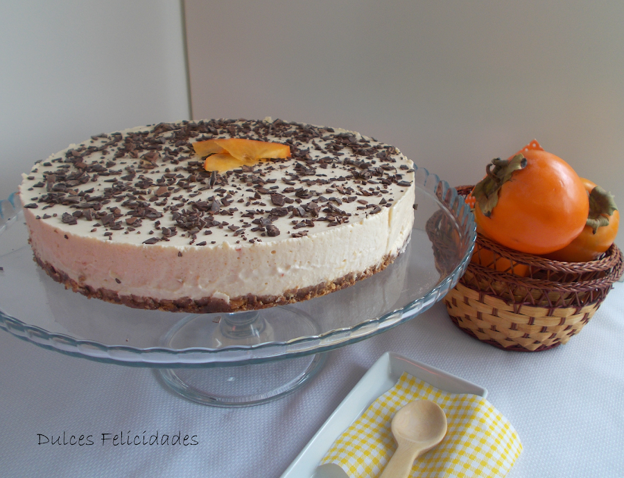Tarta mousse de caqui sin huevo