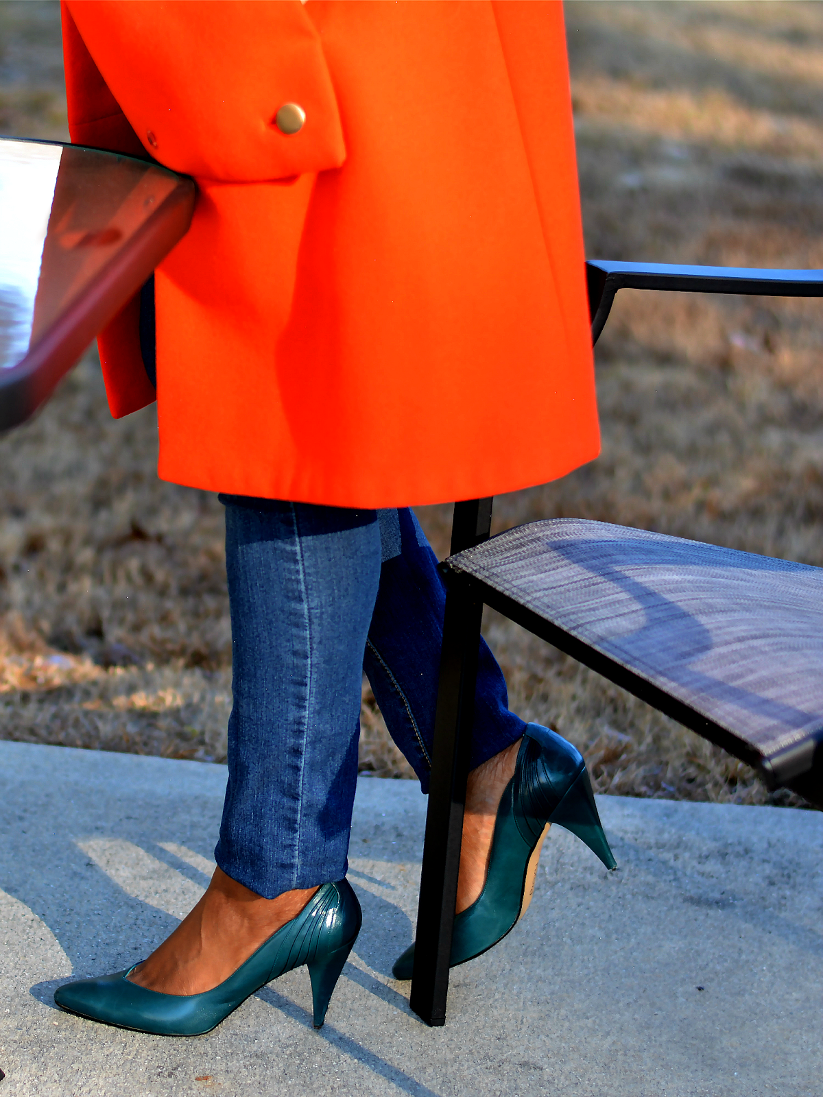 green vintage pumps