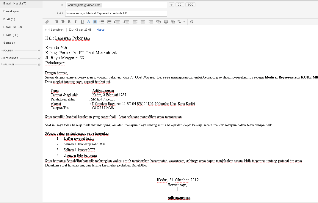 Contoh Membuat Surat Melalui Email