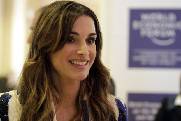 Queen Rania of Jordan attended the opening day of the World Economic Forum on the Middle East and North Africa 2015 on May 22, 2015 in the Dead Sea resort of Shuneh, west of the Jordanian capital, Amman.