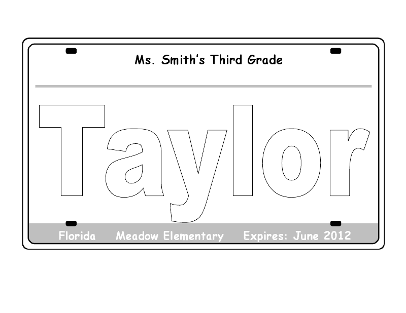 Printable License Plate Template Free