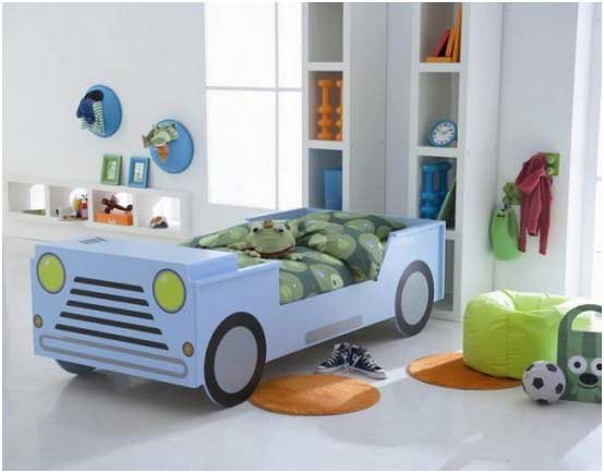 Kinder-Designer-Bett-Ideen-Auto-Frosch