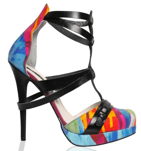 feathered high heel sandals