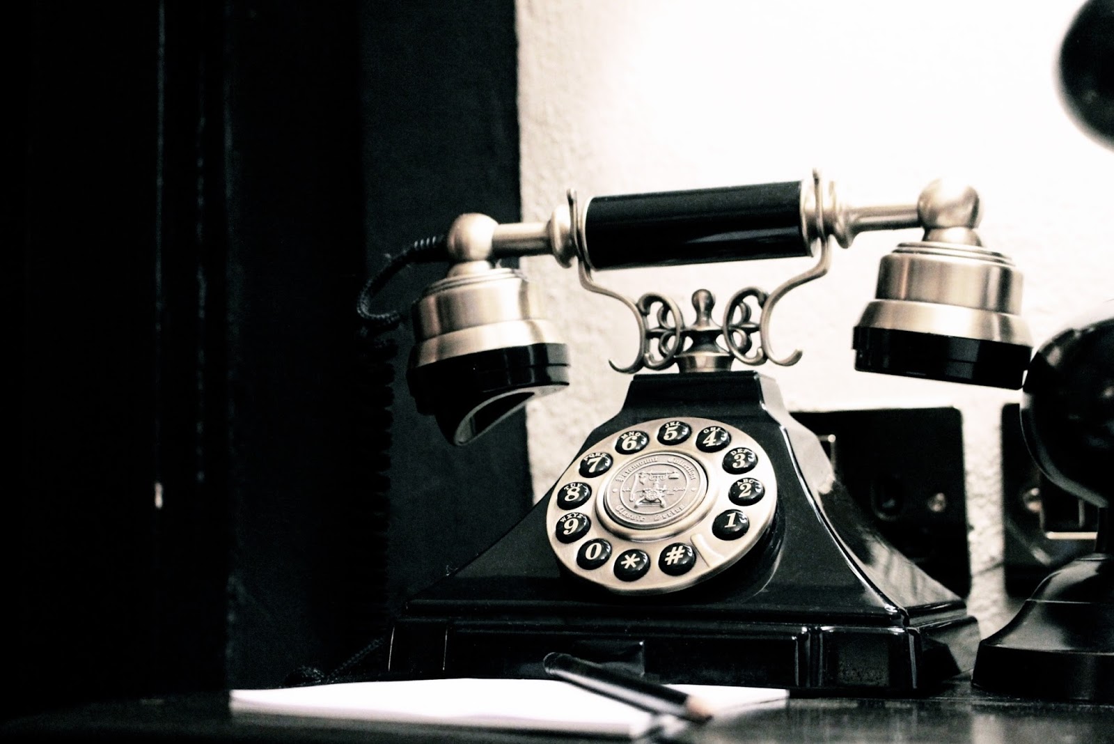 Black telephone Old fashioned black telephone