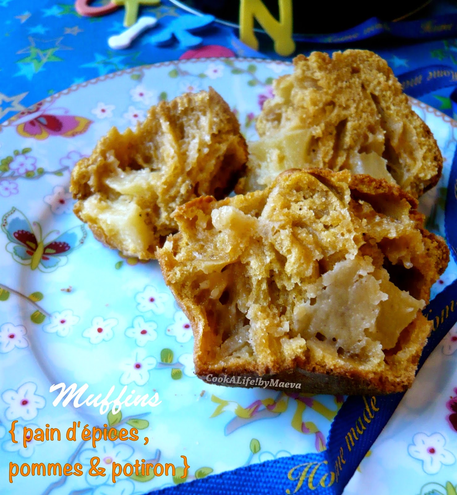 Muffins d'automne potiron, pommes et pain d'épices • Cook A Life! by Maeva